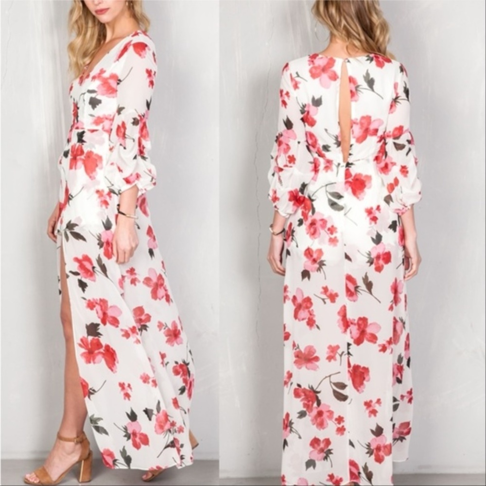 LOVELY FLORAL ROMPER WITH MAXI SKIRT - Picture 2 of 2